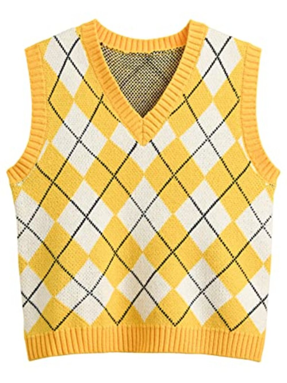 Preppy Knitted Sweater Vest - Sleeveless Crop Top